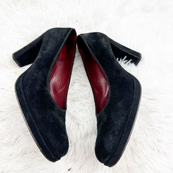 Hobbs London Round Toe Block Heel Suede Pumps Shoes - Picture 7 of 10